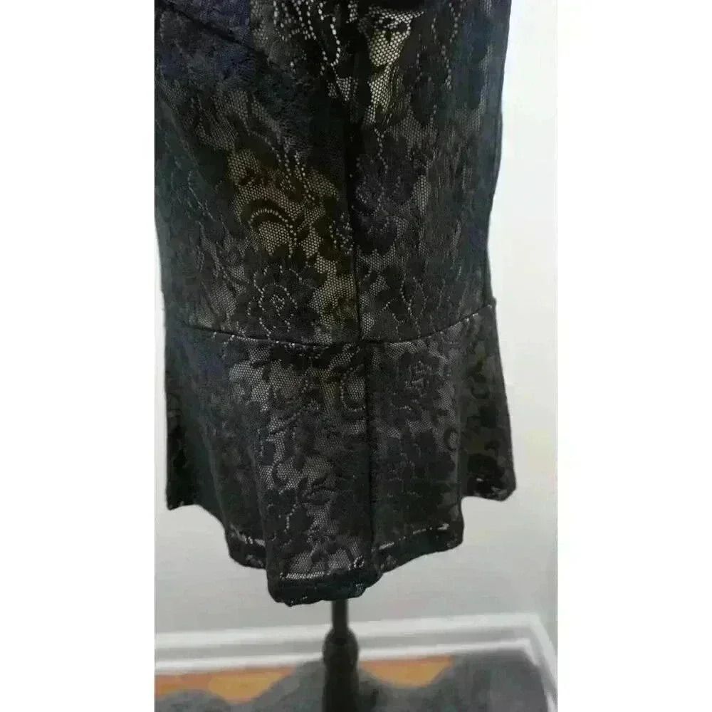 New York & Company 7th Avenue Black Lace Peplum Top - Size L - Picture 6 of 13